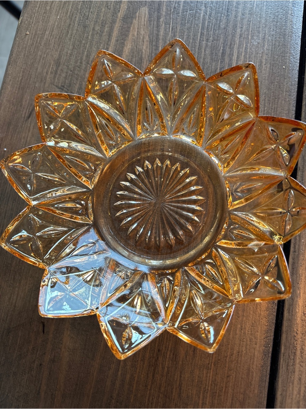 Amber Sunburst Glass Decorative Bowl - Home Art